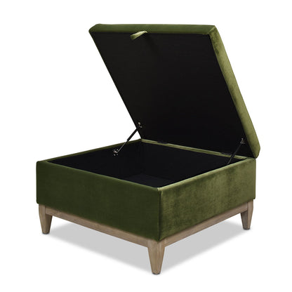 Knox square olive green velvet storage cocktail ottoman with hinged lid by HouseOfZazla on Tampa Home & Garden Store