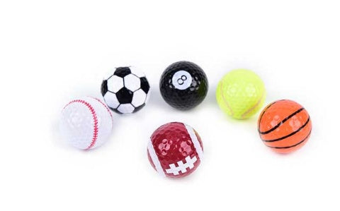 Assorted sport balls pack: soccer ball, baseballs, basketball, tennis ball, pool ball (6 items) on Tampa Home & Garden Store