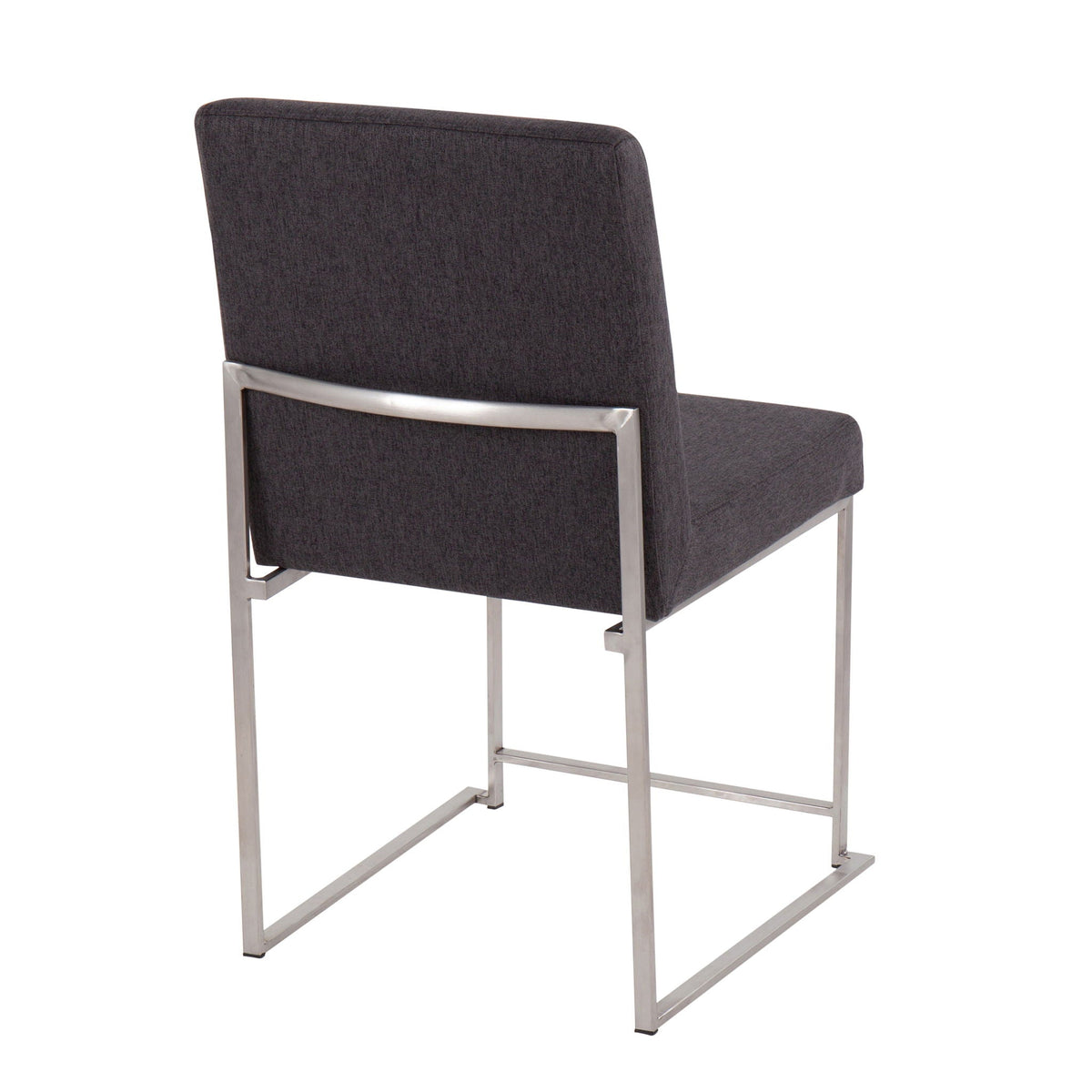 Contemporary high-back dining chair set of 2 with dark gray upholstery and chrome frame on Tampa Home & Garden Store