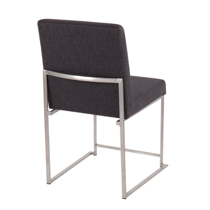 Contemporary high-back dining chair set of 2 with dark gray upholstery and chrome frame on Tampa Home & Garden Store