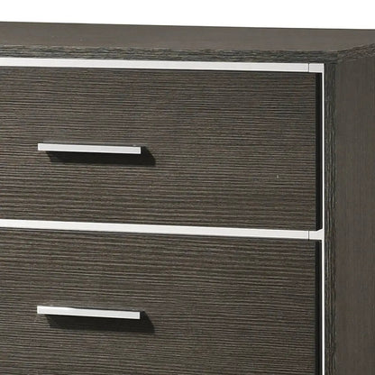Escher dresser gray oak wood with silver bar handles, 2-drawer unit on Tampa Home & Garden Store