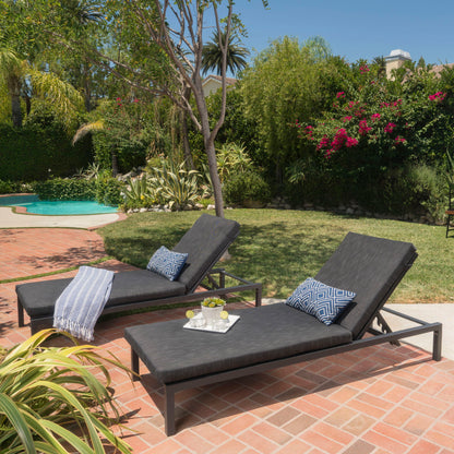 Modern Chaise Lounge set of 2 with dark gray water-resistant cushions HouseOfZazla on Tampa Home & Garden Store