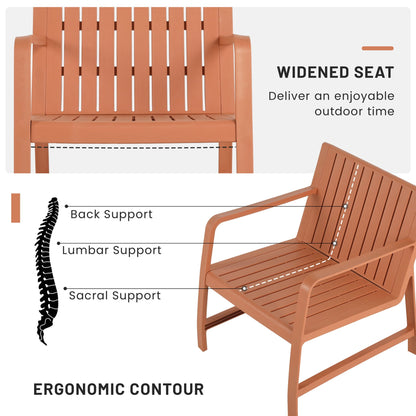 Waterproof two-piece orange outdoor patio set by HouseOfZazla with a widened seat on Tampa Home & Garden Store