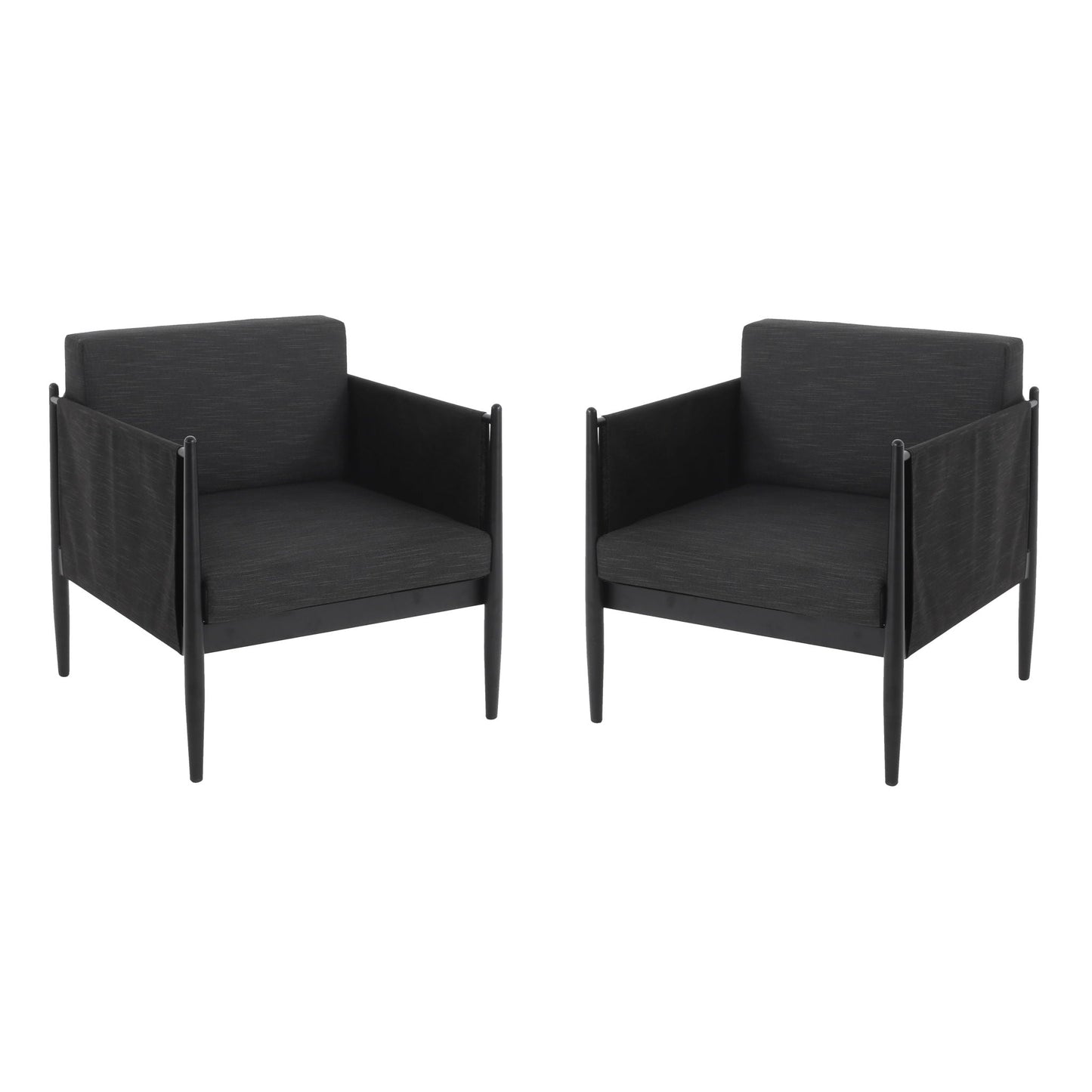 Dawson Club Chair by HouseOfZazla outdoor armchairs in black fabric with metal frame (2-pack) on Tampa Home & Garden Store
