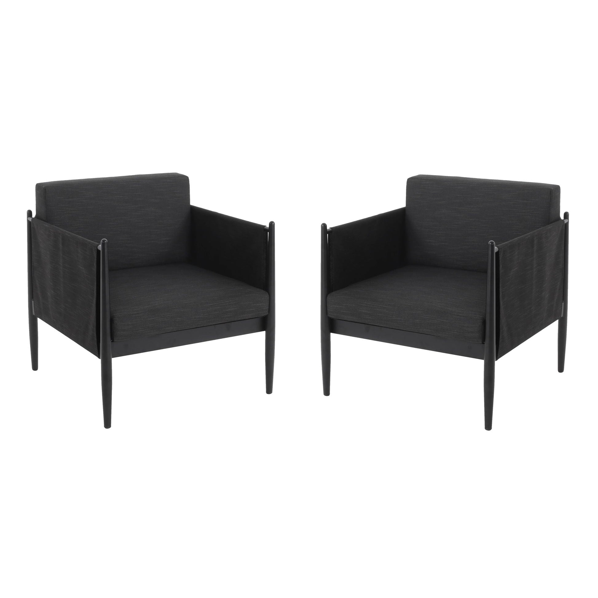 Dawson Club Chair by HouseOfZazla outdoor armchairs in black fabric with metal frame (2-pack) on Tampa Home & Garden Store