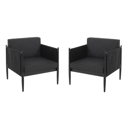 Dawson Club Chair by HouseOfZazla outdoor armchairs in black fabric with metal frame (2-pack) on Tampa Home & Garden Store