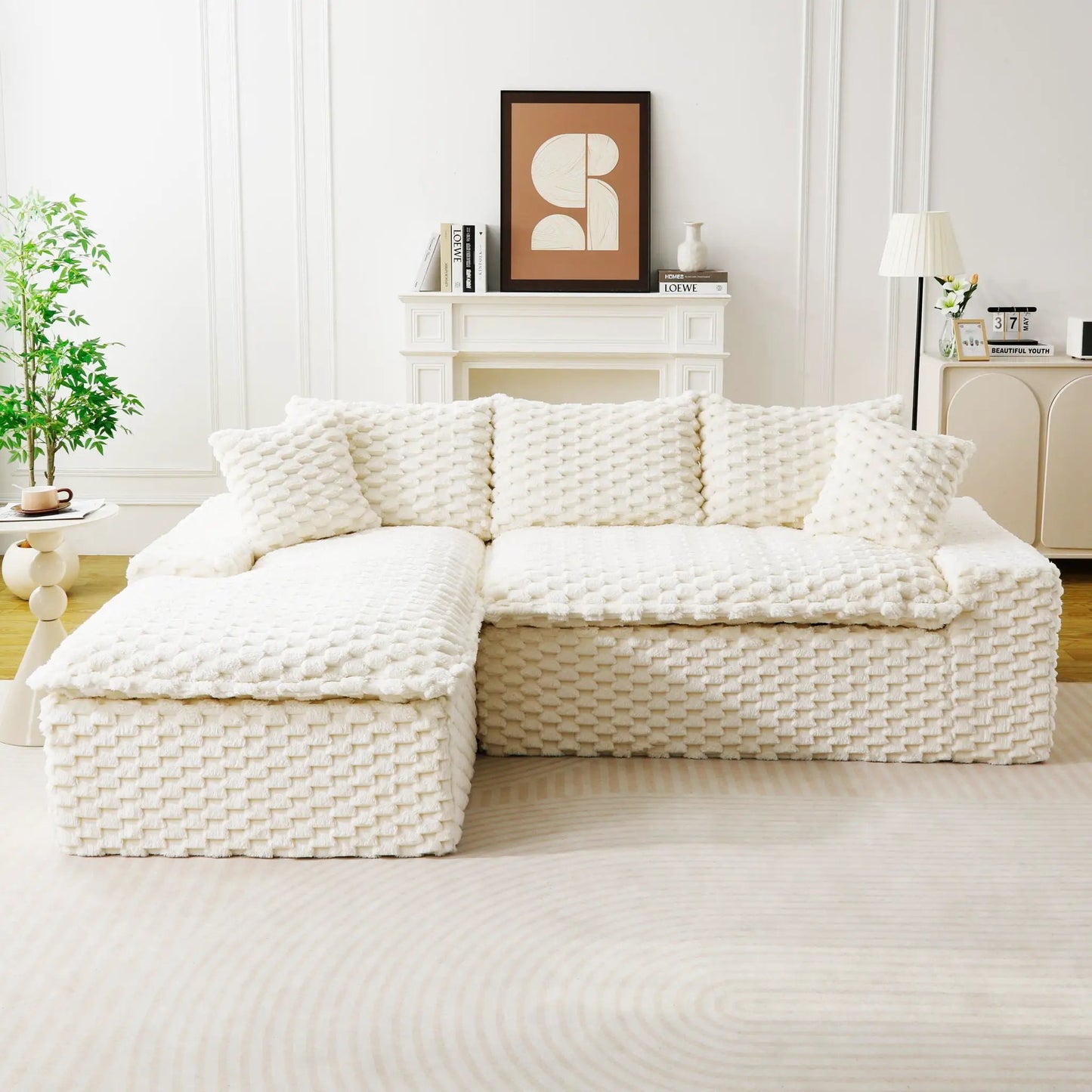 Modular Sofa, Convertible Twin Seat with Chaise
