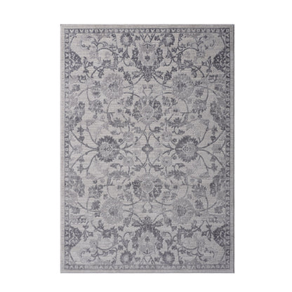 Marfi Trendy Oriental Area Rug by HouseOfZazla in gray and charcoal with a floral border on Tampa Home & Garden Store