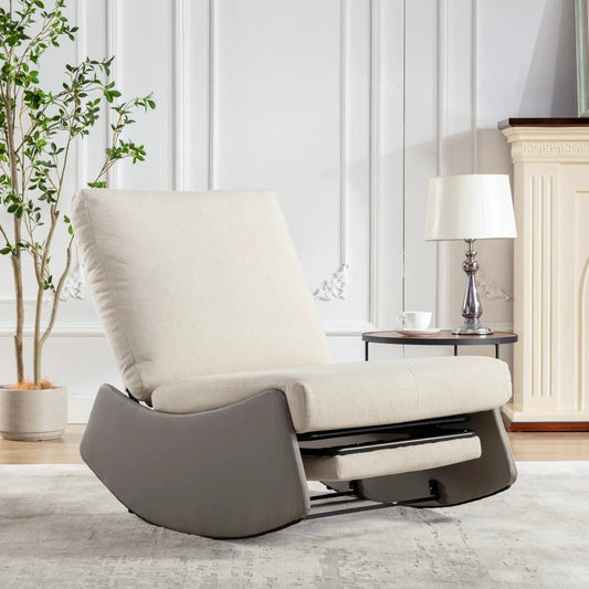 Modern Rocking Recliner Chair with Footrest Gray in gray upholstery for nursery seating on Tampa Home & Garden Store