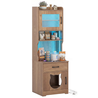 Cat Litter Box Enclosure with LED Light & Charging Station, DirectDeals cat furniture cabinet on Tampa Home & Garden Store