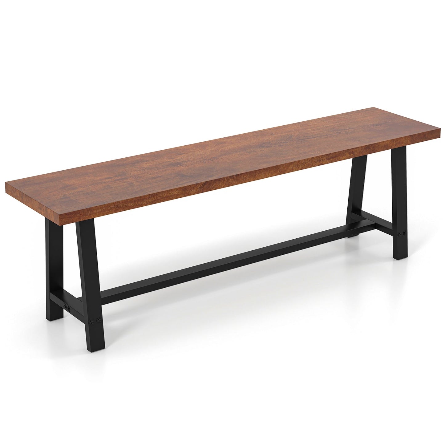 DirectDeals 40 Inch Dining Bench with brown wood top and black metal frame on Tampa Home & Garden Store