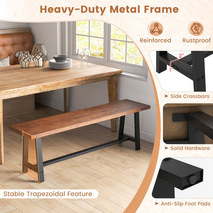 40 Inch dining bench with black metal frame and wood top, farmhouse DirectDeals on Tampa Home & Garden Store