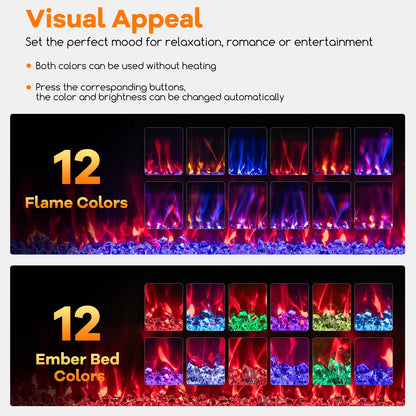 Chimenea eléctrica ultrafina de 42 pulgadas con cristales decorativos y control inteligente por aplicación-42 pulgadas