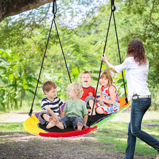 60 Inches Saucer Swing with LED Lights for Kids and Adults-Multicolor - Tampa Home & Garden Store