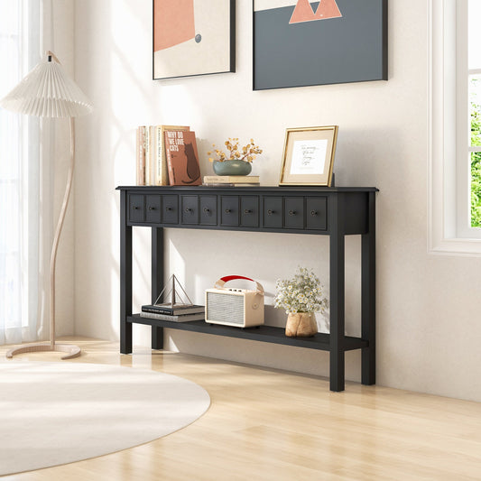 60 Inch Long Sofa Table with 4 Drawers and Open Shelf for Living Room-Black - Tampa Home & Garden Store