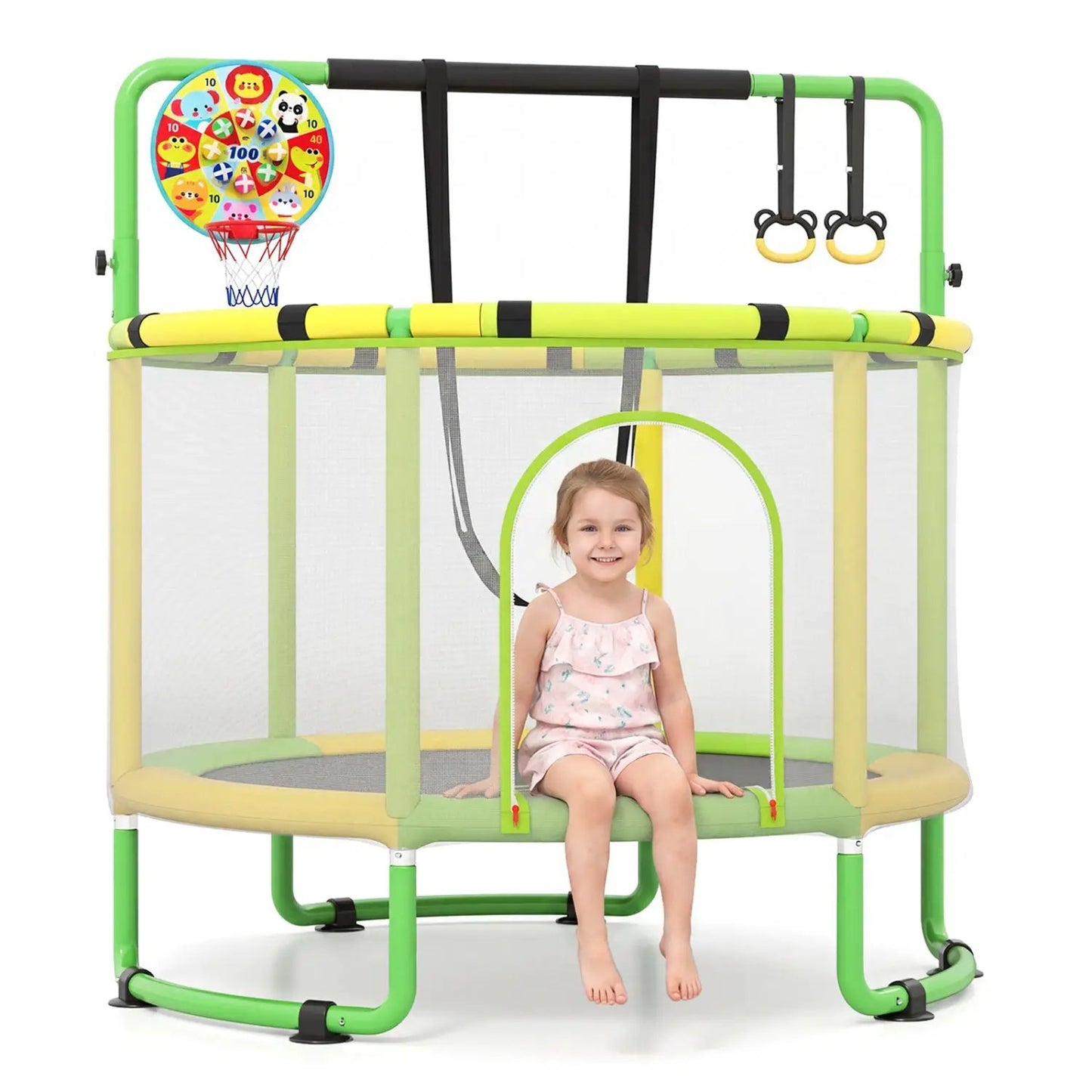 60 Inch Kids Trampoline With Adjustable Gym Bar