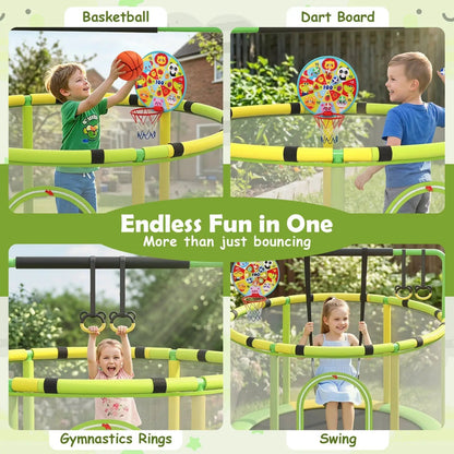 60 Inch Kids Trampoline With Adjustable Gym Bar