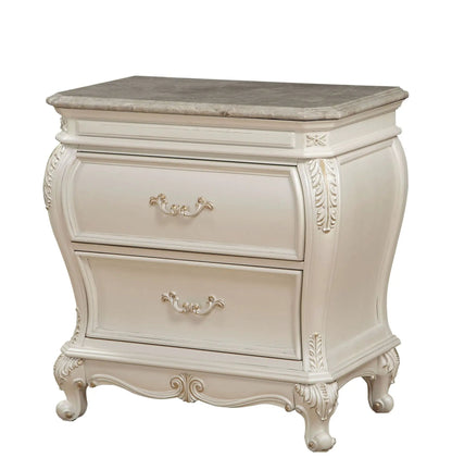 Chantelle Nightstand With Granite Top White
