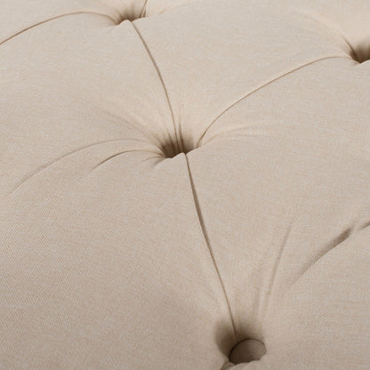 Jacqueline tufted roll-arm storage bench in beige fabric by HouseOfZazla on Tampa Home & Garden Store