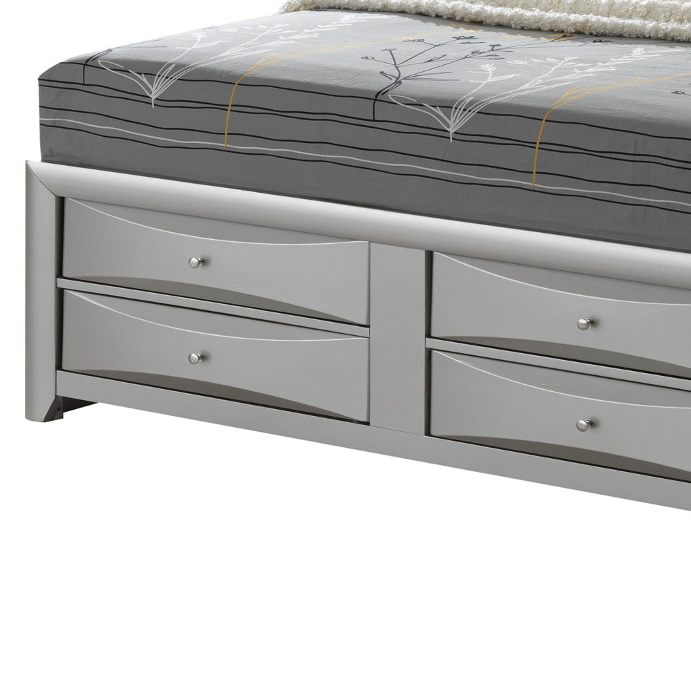Modern gray storage bed with bookcase headboard and four curved-front drawers by HouseOfZazla on Tampa Home & Garden Store