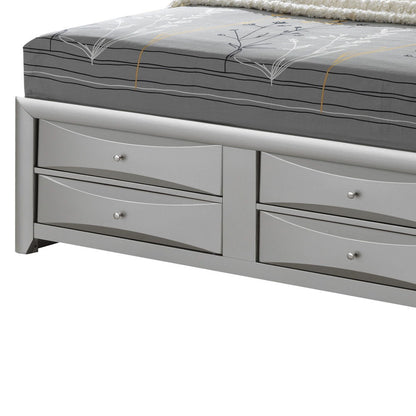 Modern gray storage bed with bookcase headboard and four curved-front drawers by HouseOfZazla on Tampa Home & Garden Store