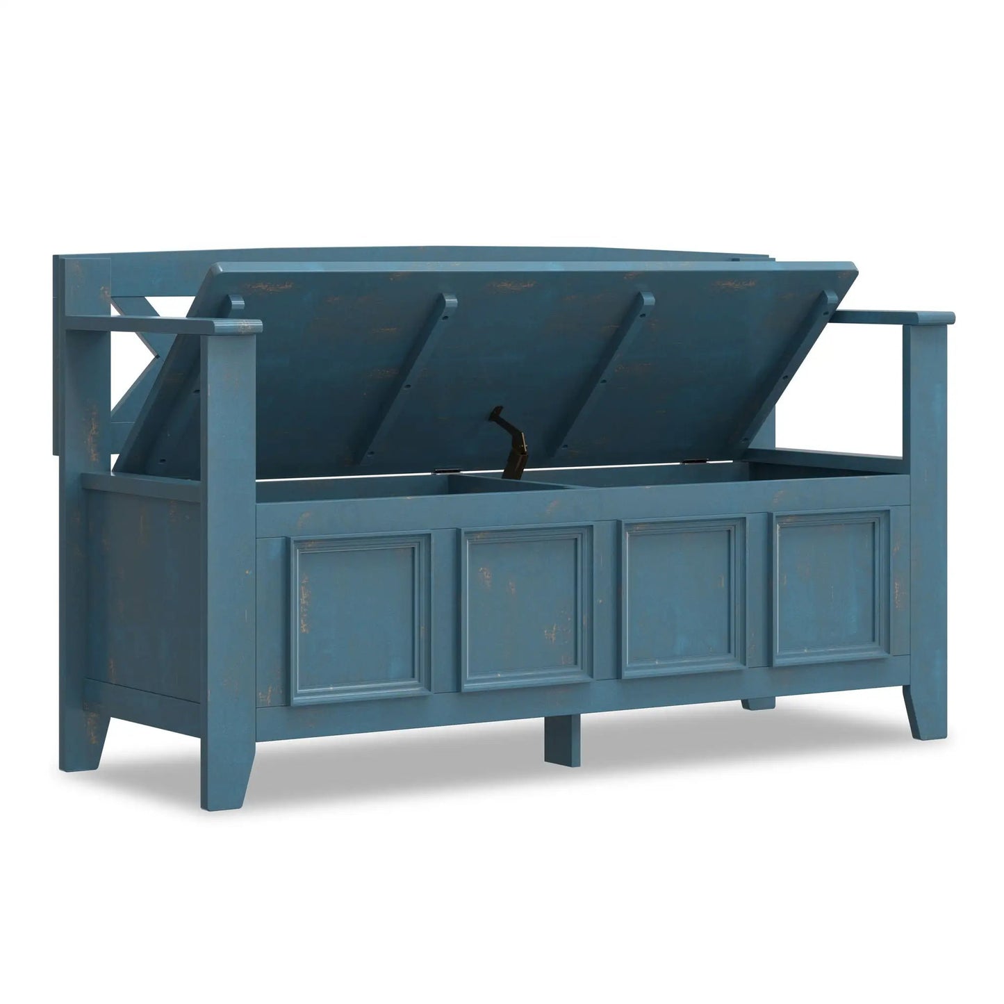 Amherst Entryway Storage Bench blue distressed wood with storage by Unique Piece on Tampa Home & Garden Store