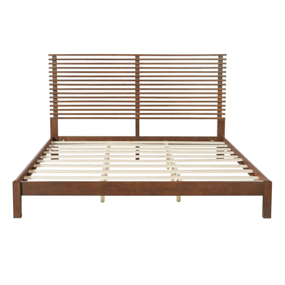 King Bed Frame with Walnut Headboard and Wood