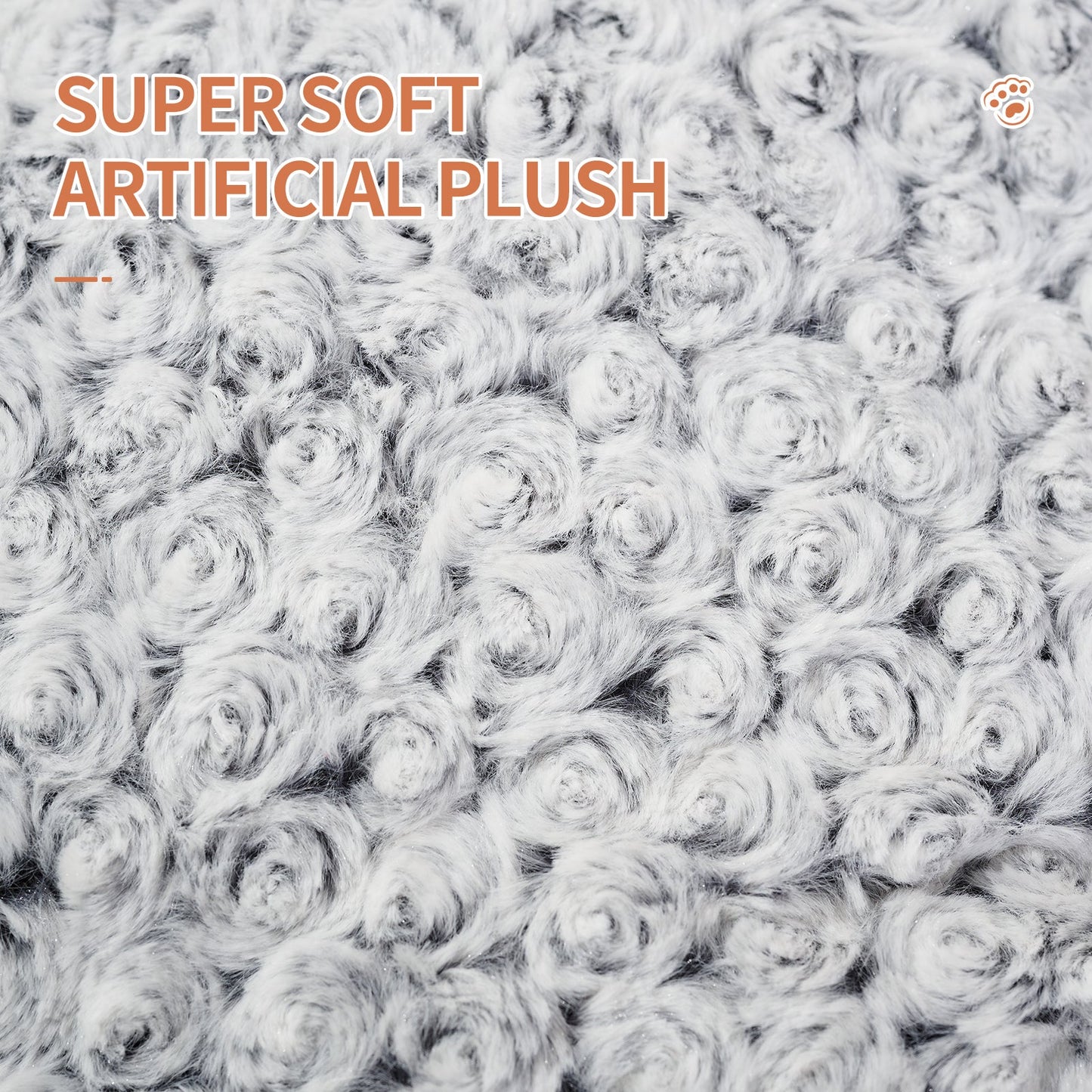 Swirl Rose Velvet Dog Bed fabric close-up, soft gray faux fur texture on Tampa Home & Garden Store