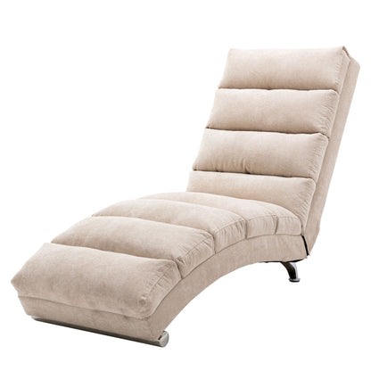 Massage Chaise Lounge Indoor beige fabric upholstery with plush cushions and metal legs on Tampa Home & Garden Store