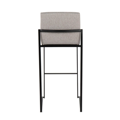 Beige upholstered high-back barstool set with black metal frame; 2 stools on Tampa Home & Garden Store
