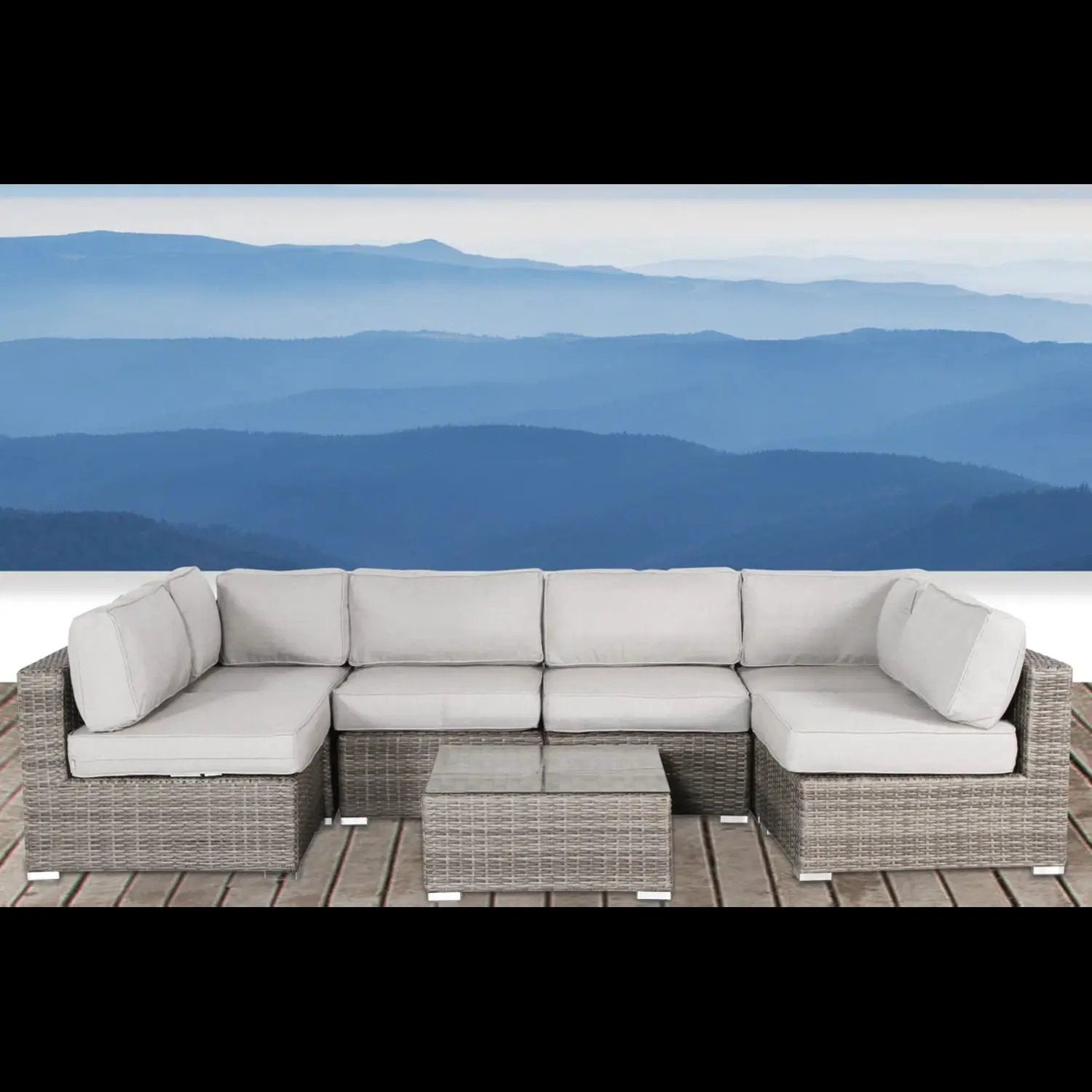 Seating Set With Cushions Handcrafted Wicker Design cream cushions gray wicker 4pc outdoor on Tampa Home & Garden Store