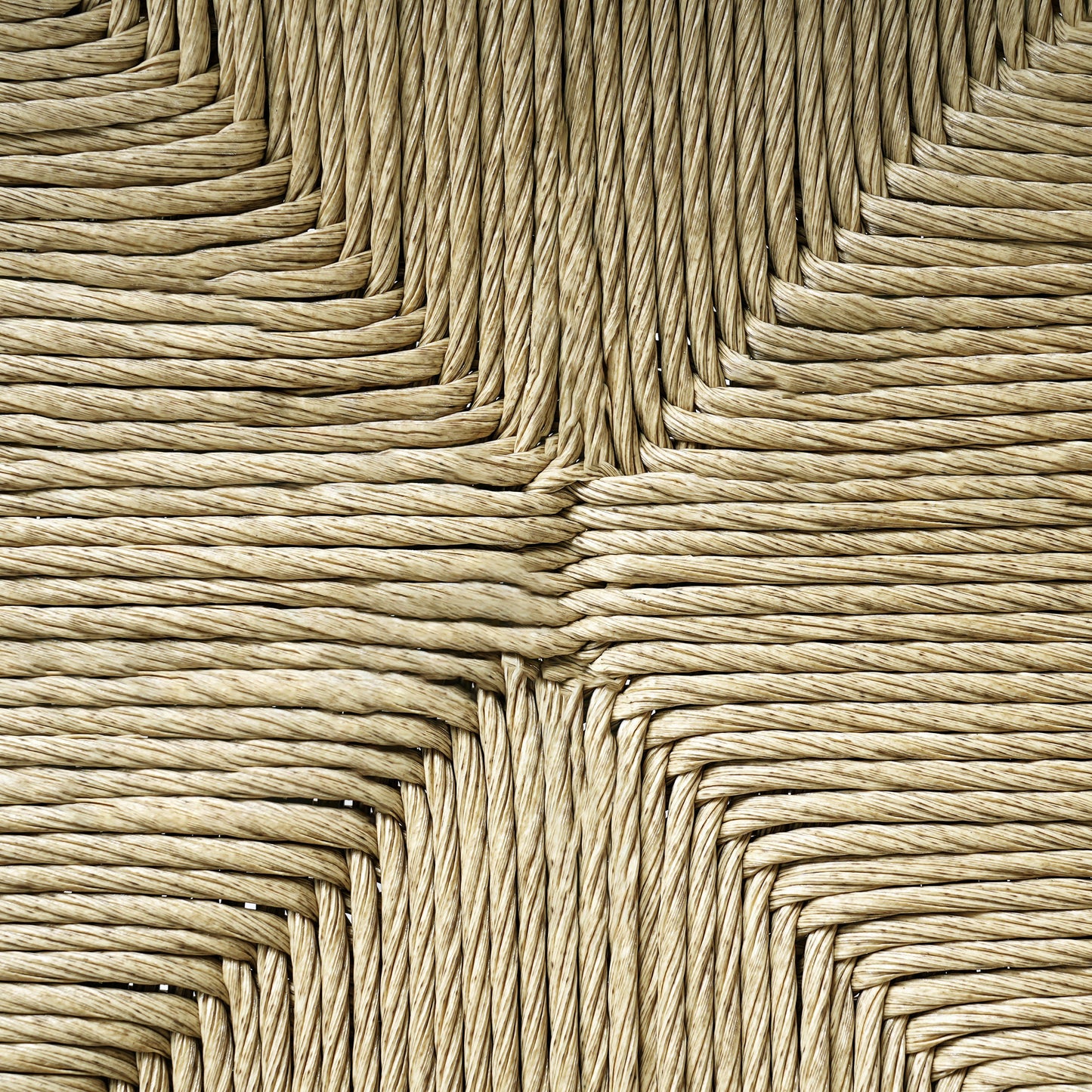 Outdoor dining chair wicker seat close-up in natural beige fibers on Tampa Home & Garden Store