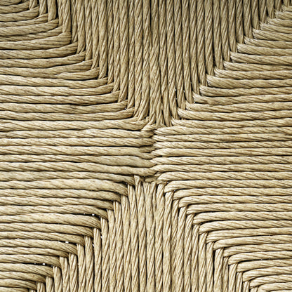 Outdoor dining chair wicker seat close-up in natural beige fibers on Tampa Home & Garden Store