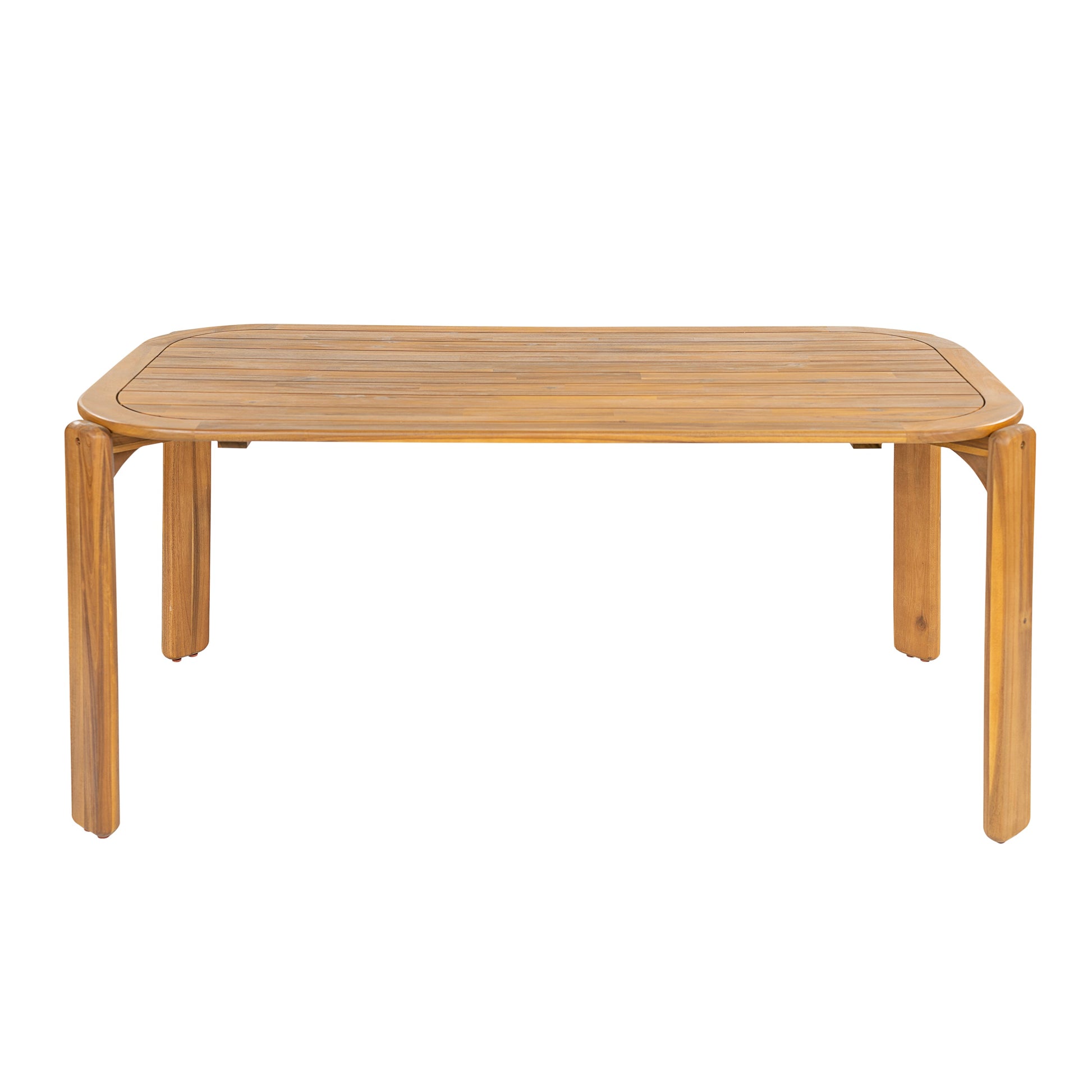 Kaja Outdoor Acacia Wood Dining Table Teak Finish with Slat Design by HouseOfZazla on Tampa Home & Garden Store