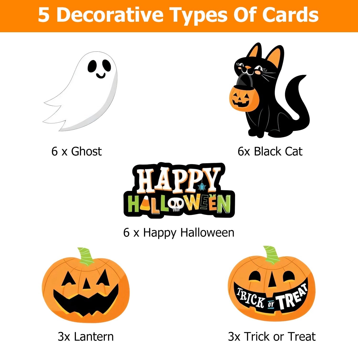 GemGear 25Pcs Halloween striped paper straw set with ghost, black cat, pumpkins on Tampa Home & Garden Store
