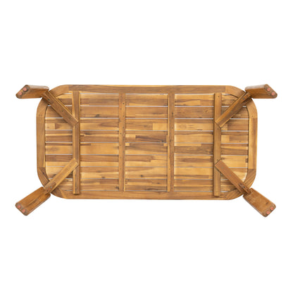Kaja Outdoor Acacia Wood Dining Table teak finish with slat design foldable legs on Tampa Home & Garden Store