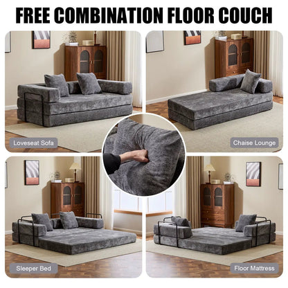 Convertible Floor Sofa Bed with Armrest