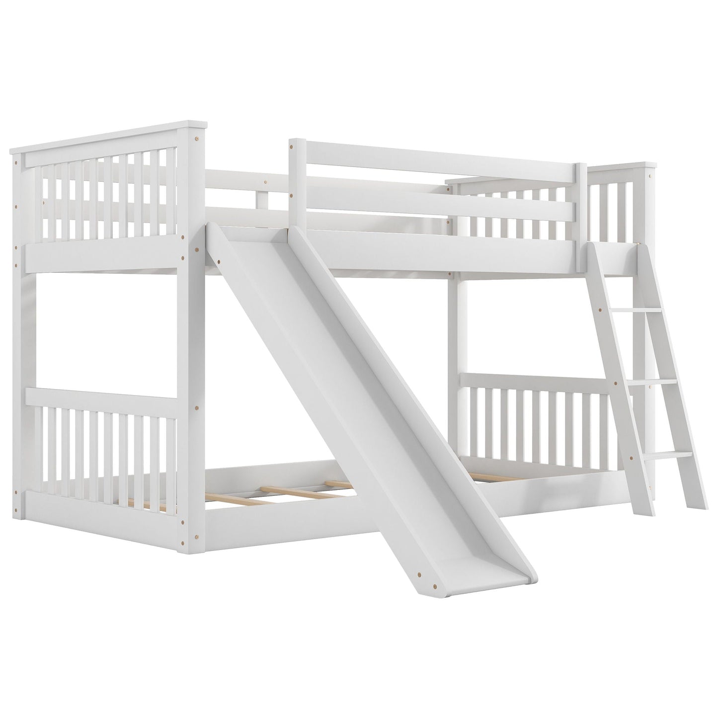 Bunk bed with white finish featuring a built-in slide and ladder on Tampa Home & Garden Store