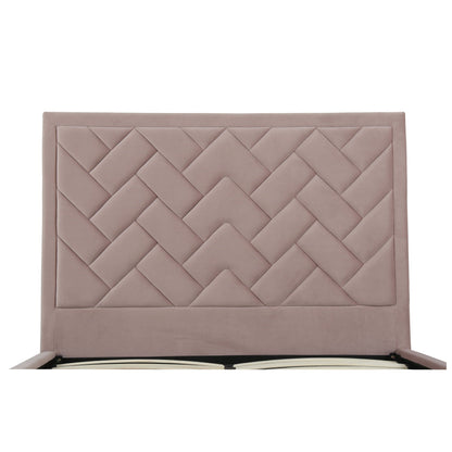 Crosby bed with upholstered headboard and slats, dusty pink, diamond-tufted pattern on Tampa Home & Garden Store