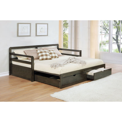 Twin Daybed With Trundle and Storage Drawers Gray