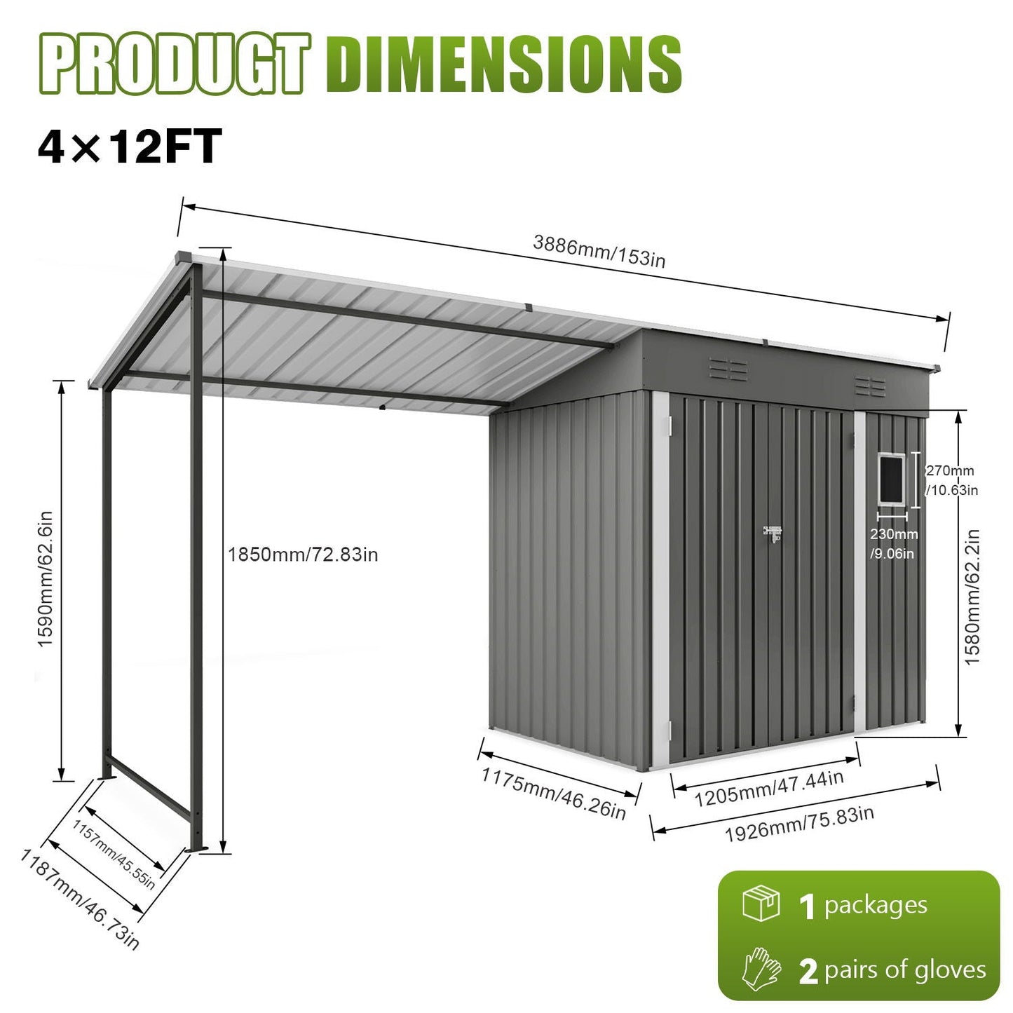 Heavy Gray Storage Shed and the Pergola Combo
