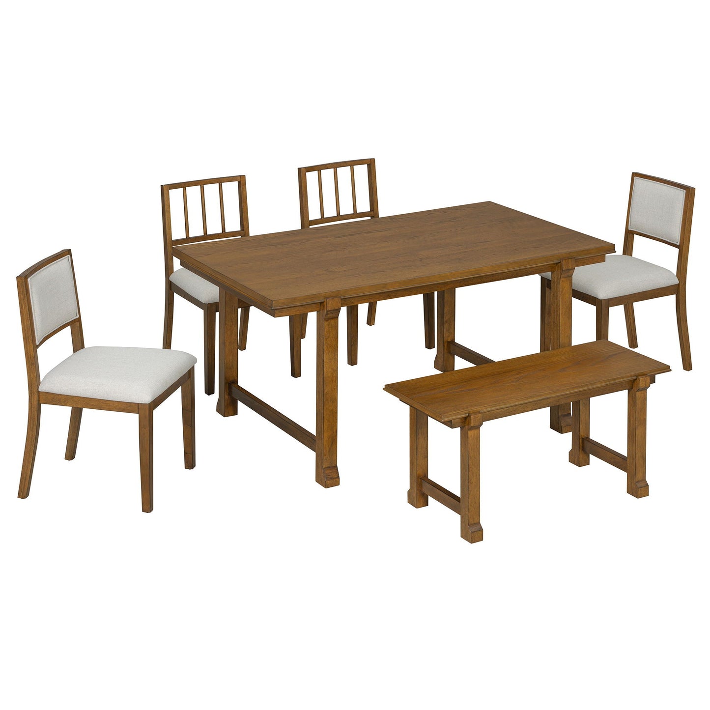 Rubber Wood Six Piece Kitchen and Dining Set
