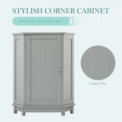 Corner cabinet in gray with paneled doors and adjustable shelf Unique Piece Furniture cabinet on Tampa Home & Garden Store
