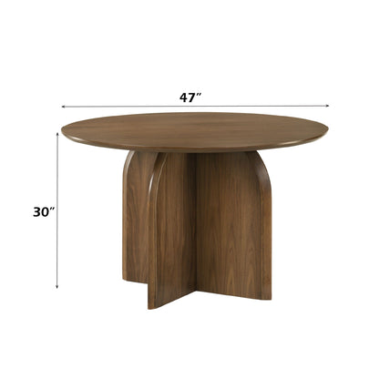 Delmon Round Dining Table with Fixed Top in Dark Walnut, 47-inch diameter pedestal base on Tampa Home & Garden Store