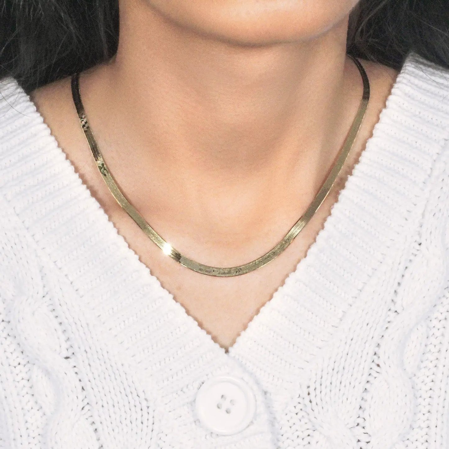 Imperial Herringbone Chain necklace, 10k yellow gold, 3.80 mm width, by Bids.com on Tampa Home & Garden Store