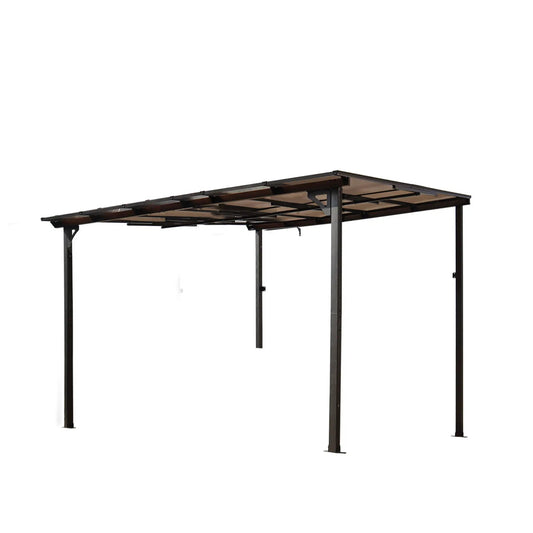 Wall-mounted pergola with heavy-duty metal frame and brown roof by Unique Piece Furniture on Tampa Home & Garden Store