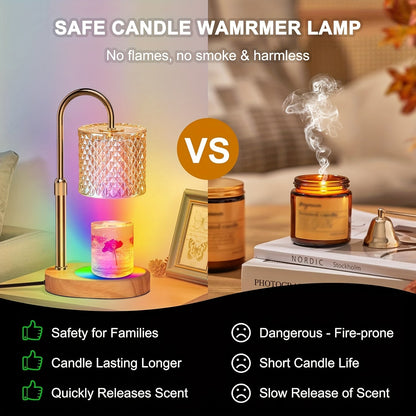Candle Warmer Lamp with Timer – Dimmable Height Adjustable Wax Melter for Jar