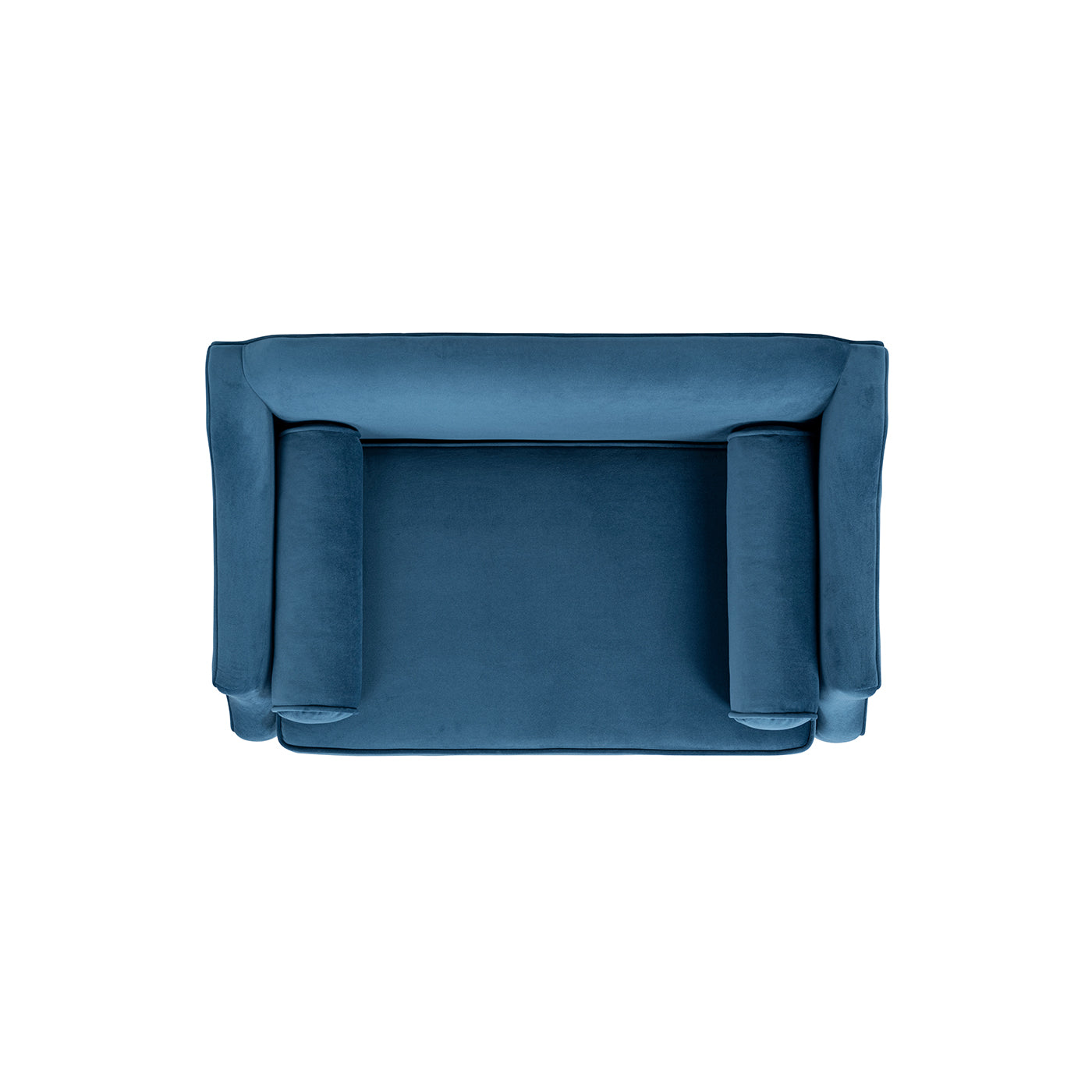 Paloma 35.5in Dog Sofa Bed, Medium, Satin blue with cushioned side bolsters top-down view on Tampa Home & Garden Store