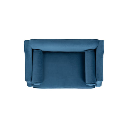 Paloma 35.5in Dog Sofa Bed, Medium, Satin blue with cushioned side bolsters top-down view on Tampa Home & Garden Store