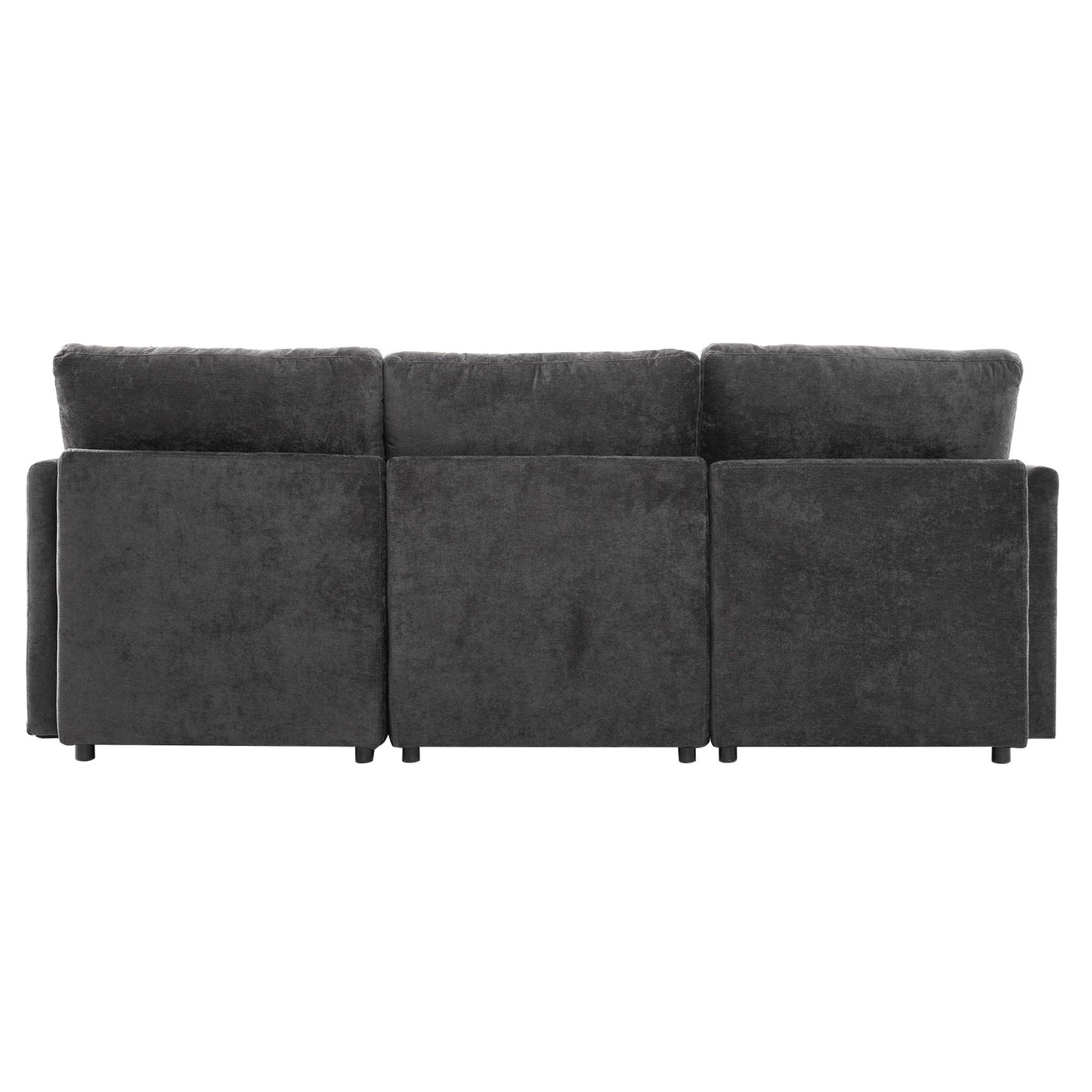 Sectional sofa modular U-shaped with ottoman, dark charcoal fabric, set by HouseOfZazla on Tampa Home & Garden Store